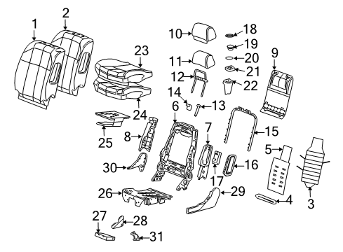 2005 Cadillac STS Front Seat Components Diagram