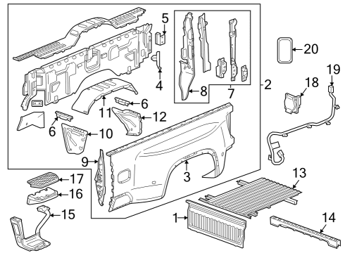 2022 GMC Sierra 3500 HD Pick Up Box Components Diagram