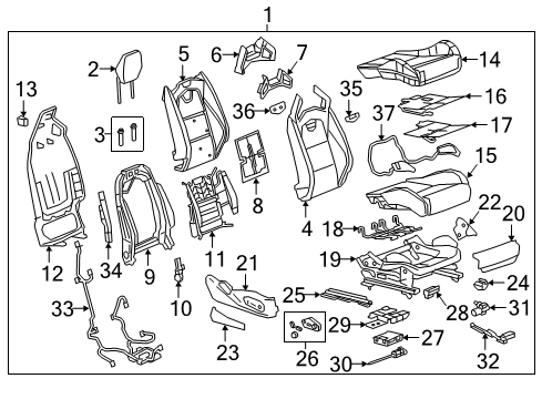 2017 Cadillac CTS Passenger Seat Components Diagram