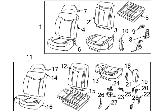 2002 Chevy S10 Front Seat Components Diagram