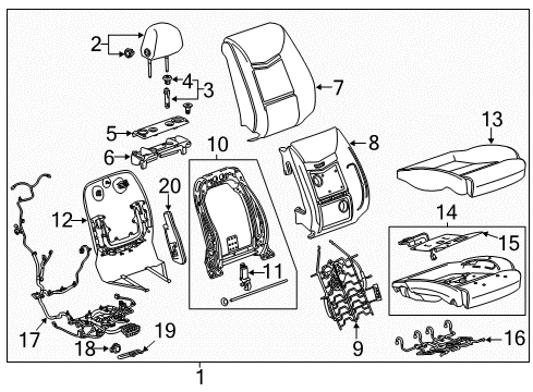 2019 Cadillac XTS Passenger Seat Components Diagram