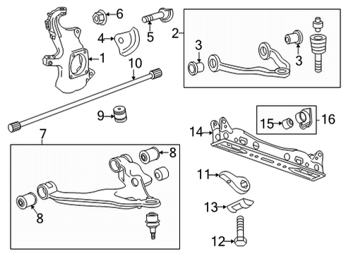 2022 GMC Sierra 3500 HD Front Suspension Components Diagram