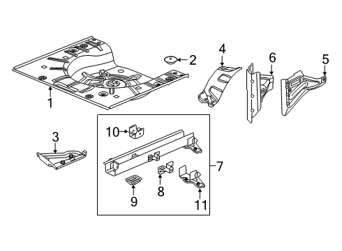 2017 Buick Cascada Rear Floor & Rails Diagram