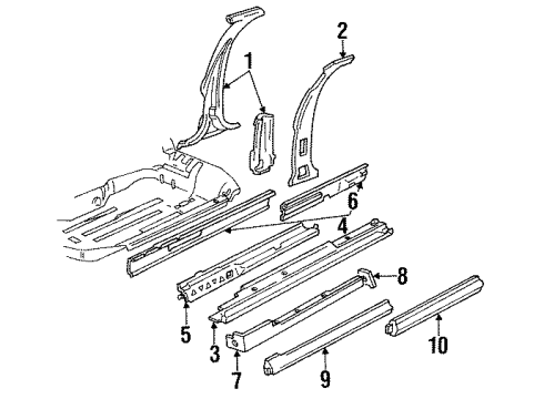 1987 Chevy Corsica Rear Sill Plate, Passenger Side Diagram for 20669732