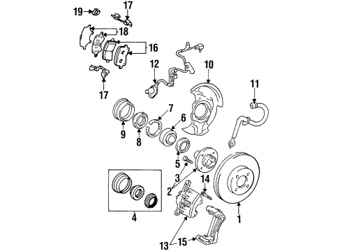 2001 Chevy Prizm Caliper Overhaul Kit Diagram for 94858661