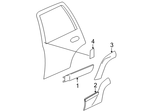 2004 Chevy Trailblazer Exterior Trim - Rear Door Diagram
