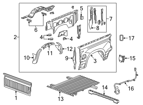 2023 Chevy Silverado 1500 Pick Up Box Components Diagram