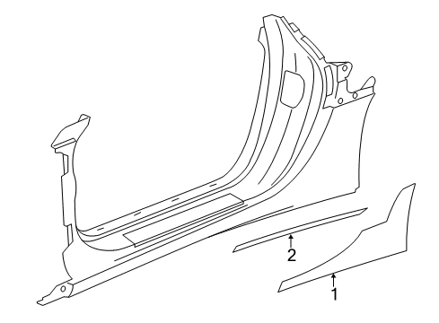 2017 Chevy Corvette Exterior Trim - Pillars, Rocker & Floor Diagram