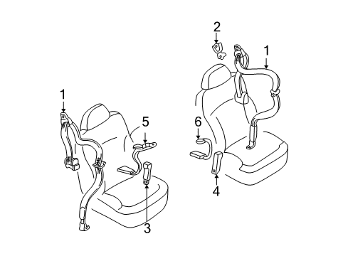 2004 Oldsmobile Bravada Front Seat Belts Diagram