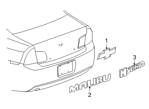 2009 Chevy Malibu Exterior Trim - Trunk Lid Diagram