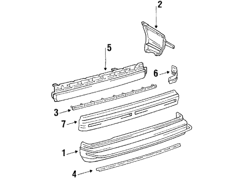 1985 Chevy Nova Bumper Cover, Black; Silver Diagram for 16513624