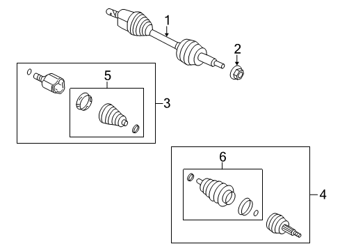 2012 Cadillac SRX Drive Axles - Front Diagram