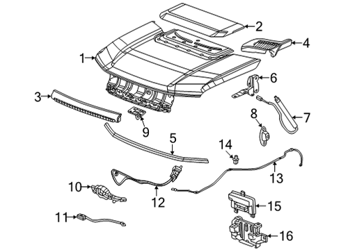 2023 GMC Hummer EV Pickup Hood & Components Diagram