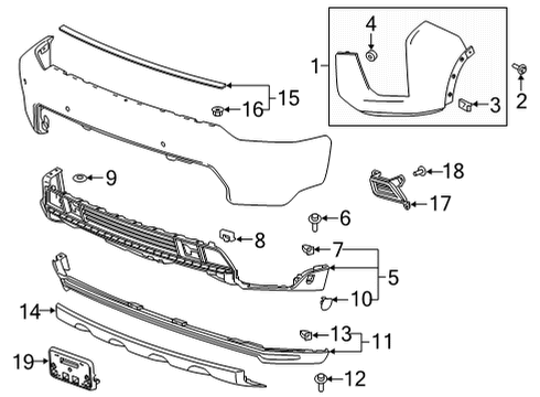 2022 Chevy Silverado 3500 HD Exterior Trim - Front Bumper Diagram
