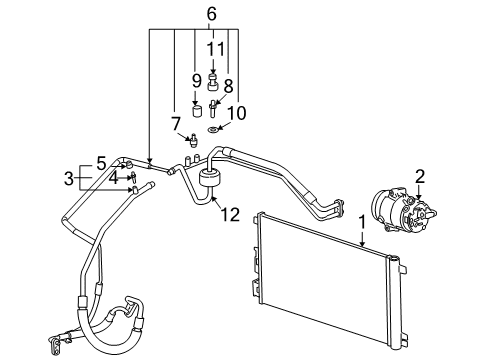 2006 Pontiac G6 A/C Condenser, Compressor & Lines Diagram