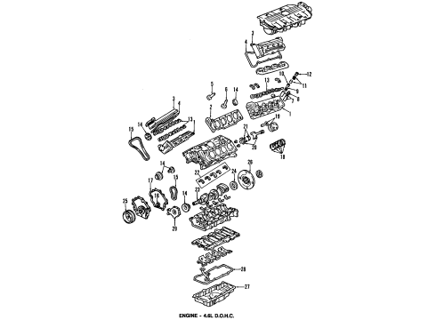 1999 Cadillac Eldorado Engine Parts, Mounts, Cylinder Head & Valves, Camshaft & Timing, Oil Pan, Oil Pump, Crankshaft & Bearings, Pistons, Rings & Bearings Diagram
