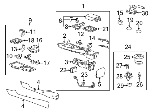 2013 Chevy Camaro Shift Boot, Black; Red Diagram for 24263725