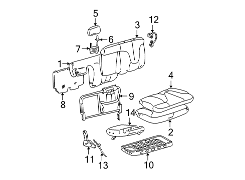 2004 Cadillac Escalade ESV Rear Seat Components Diagram