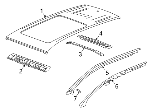 2024 Cadillac XT6 Roof & Components Diagram