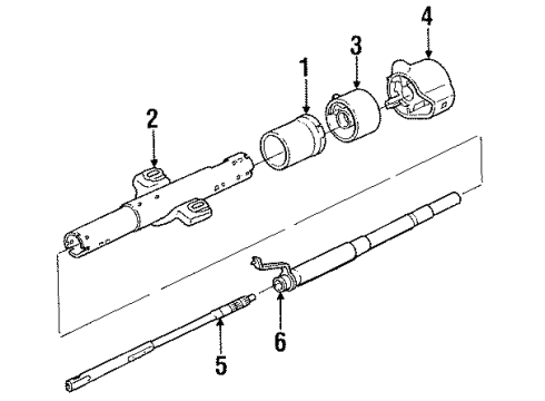 1987 Cadillac DeVille Steering Column Housing & Components, Shaft & Internal Components, Shroud, Switches & Levers Diagram