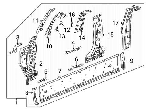 2023 GMC Hummer EV Pickup Center Pillar & Rocker Diagram