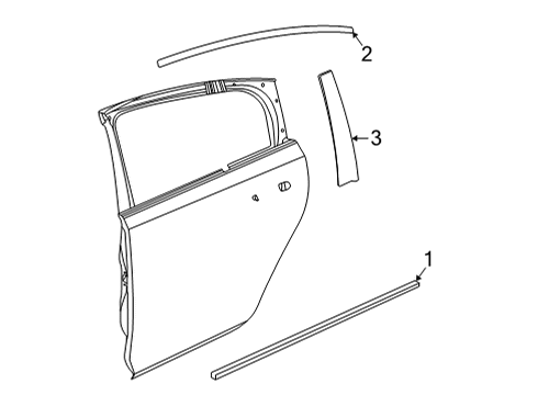 2022 Cadillac CT5 Exterior Trim - Rear Door Diagram