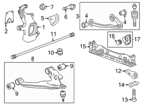 2022 GMC Sierra 3500 HD Front Suspension Components Diagram 1 - Thumbnail