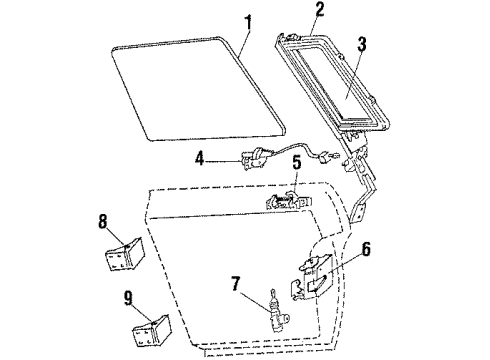 1987 Oldsmobile Cutlass Cruiser Rear Door - Glass & Hardware Diagram