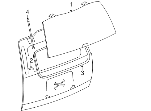2012 Cadillac Escalade Lift Gate - Glass & Hardware Diagram