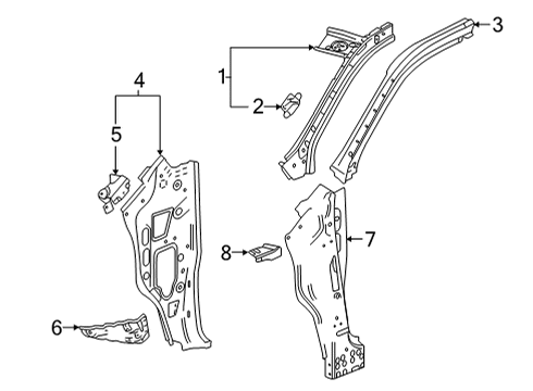 2021 Chevy Silverado 2500 HD Hinge Pillar Diagram