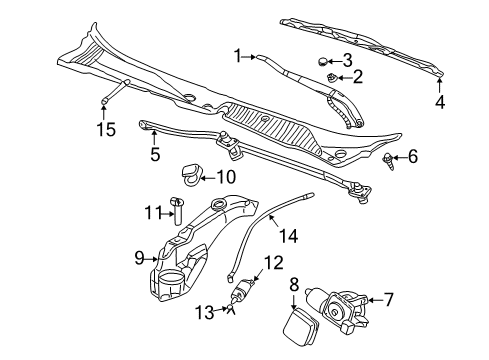 2003 Cadillac Seville Wiper & Washer Components Diagram