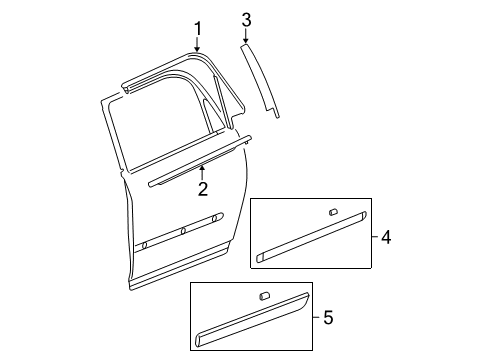 2012 GMC Acadia Exterior Trim - Rear Door Diagram