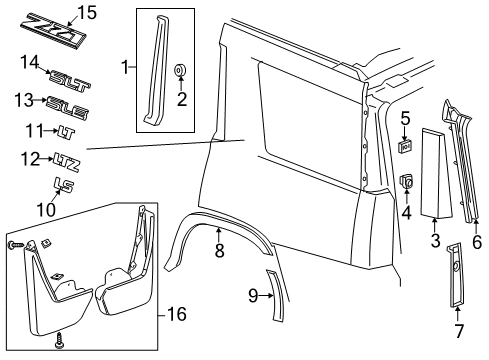 2020 Cadillac Escalade ESV Exterior Trim - Quarter Panel Diagram