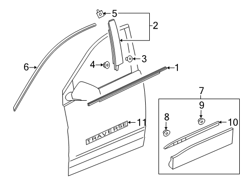 2023 Chevy Traverse Exterior Trim - Front Door Diagram