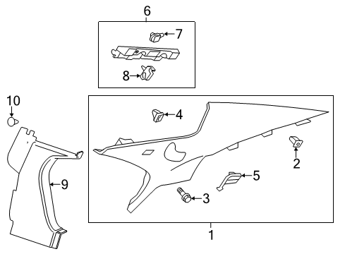 2017 Cadillac CTS Interior Trim - Quarter Panels Diagram