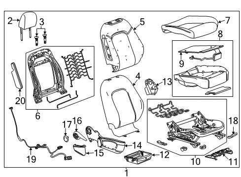 2022 Buick Encore Passenger Seat Components Diagram