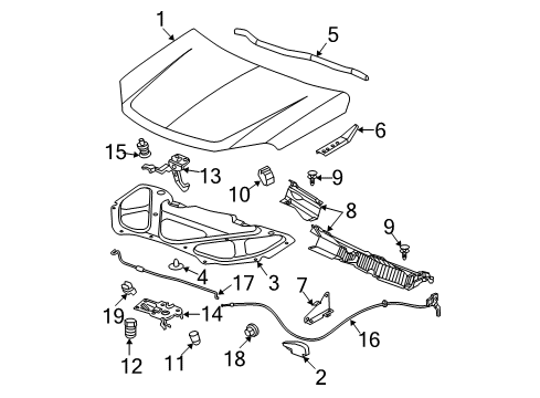 2005 Chevy Equinox Hood & Components Diagram