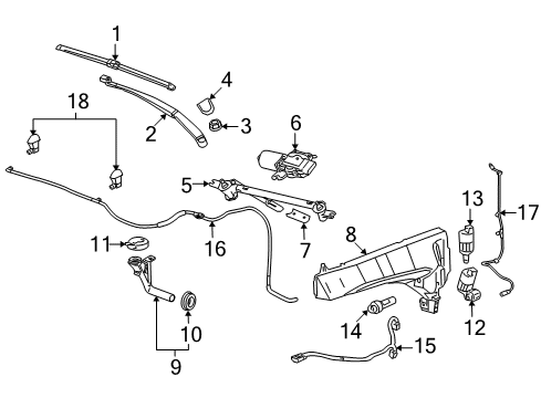 2012 Cadillac SRX Windshield - Wiper & Washer Components Diagram
