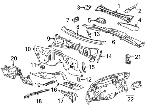 2021 Chevy Silverado 2500 HD Cab Cowl Diagram