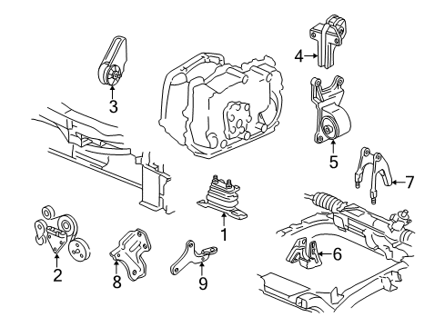 2005 Pontiac Grand Am Engine & Trans Mounting Diagram