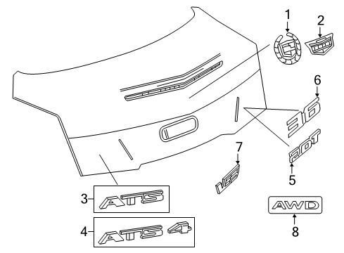 2016 Cadillac ATS Exterior Trim - Trunk Lid Diagram
