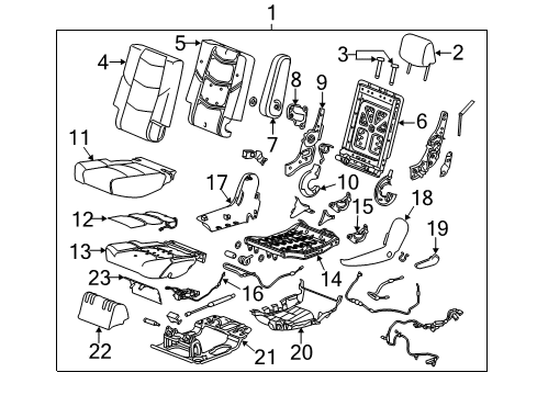 2020 Cadillac Escalade ESV Second Row Seats Diagram