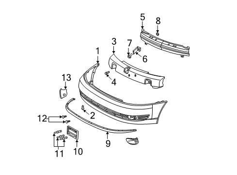 2003 Saturn LW200 Front Bumper Diagram
