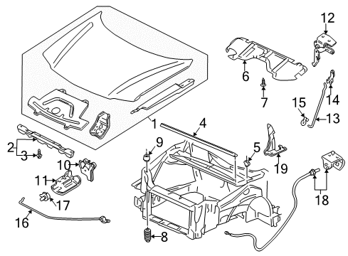 2005 Pontiac Montana Hood & Components Diagram