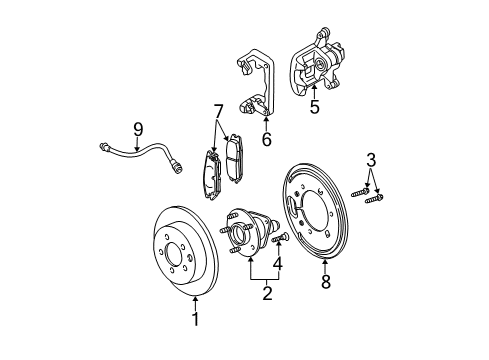 2002 Pontiac Aztek Brake Components Diagram