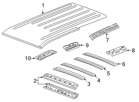 2012 Cadillac Escalade Roof & Components Diagram