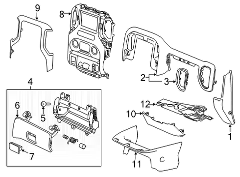 2021 Chevy Silverado 2500 HD Cluster & Switches, Instrument Panel Diagram