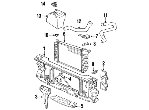 1990 GMC C3500 Radiator & Components, Radiator Support Diagram 3 - Thumbnail