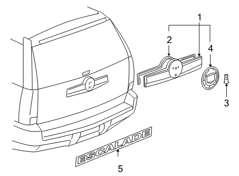 2012 Cadillac Escalade Exterior Trim - Lift Gate Diagram