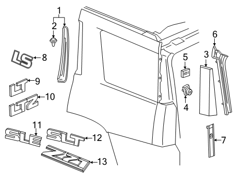 2017 GMC Yukon Exterior Trim - Quarter Panel Diagram